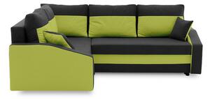 Rohová rozkladacia sedacia súprava GRANDE PLUS - mikro Ľavá Čierna + zelená