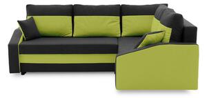 Rohová rozkladacia sedacia súprava GRANDE PLUS - mikro Pravá Čierna + zelená