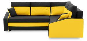 Rohová rozkladacia sedacia súprava GRANDE PLUS - mikro Pravá Čierna + žltá