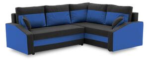 Rohová rozkladacia sedacia súprava GRANDE PLUS - mikro Pravá Čierna + tmavo modrá