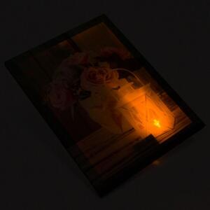 Nexos 74511 Nástenná maľba ruža a lampášik, 1 LED, 30 x 40 cm