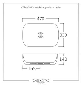CERANO - Keramické umývadlo na dosku Lino - biela lesklá - 47x33 cm