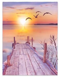 Nexos 74523 Nástenná maľba západ slnka pri jazere, 1 LED, 30 x 40 cm