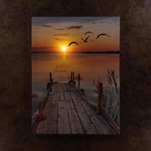 Nexos 74523 Nástenná maľba západ slnka pri jazere, 1 LED, 30 x 40 cm