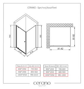 CERANO - Sprchovací kút Ferri L/P - chróm, transparentné sklo - 80x100 cm - krídlový
