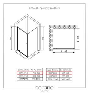 CERANO - Sprchovací kút Ferri L/P - chróm, transparentné sklo - 80x80 cm - krídlový