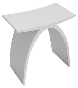 CERANO - Kúpeľňová stolička z liateho mramoru Tara - biela matná - 43x43x23, 5cm