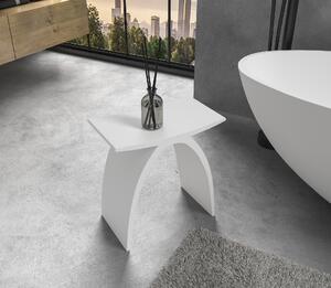 CERANO - Kúpeľňová stolička z liateho mramoru Tara - biela matná - 43x43x23, 5cm