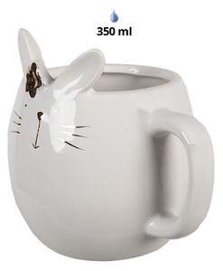 Biely porcelánový hrnček v tvare zajačika Rabbit - 13*10*11 cm / 350 ml - Clayre & Eef