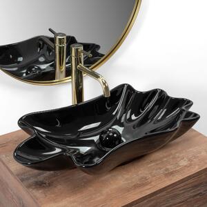 Rea - Umývadlo na dosku so zátkou, Infinity - čierna - 62x33 cm