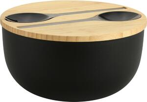 Kesper 58470 Salátová miska s príborom abambusovým vekom 24 cm, čierna