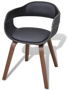 Jedálenské stoličky 6 ks, čierne, ohýbané drevo a umelá koža