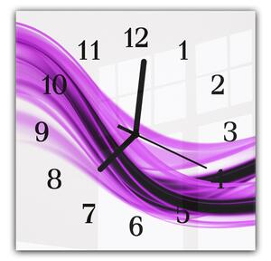 Nástenné hodiny 30x30cm abstraktná temne fialová vlna - plexi