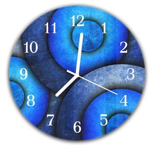 Nástenné hodiny okrúhle pr.30cm abstraktný modrý vzor - plexi
