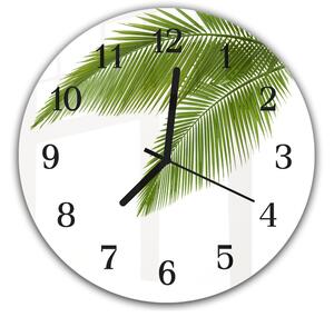 Nástenné hodiny okrúhle pr.30cm zelené palmové lístie - plexi