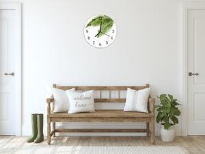 Nástenné hodiny okrúhle pr.30cm zelené palmové lístie - plexi
