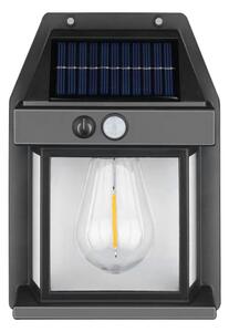 MasterLED solárne vonkajšie svietidlo, LED 1W, 50 lm, 3000K, PIR senzor, IP44, čierna, s detektorom svetla