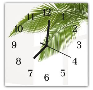 Nástenné hodiny 30x30cm zelené palmové listy - plexi