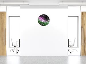 Nástenné hodiny okrúhle pr.30cm zeleno fialová vlna - plexi