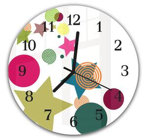 Nástenné hodiny okrúhle pr.30cm abstraktné farebné tvary - plexi