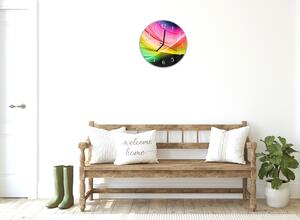 Nástenné hodiny okrúhle pr.30cm elegantná farebná abstrakcia - plexi
