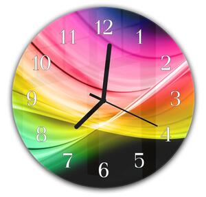 Nástenné hodiny okrúhle pr.30cm elegantná farebná abstrakcia - plexi