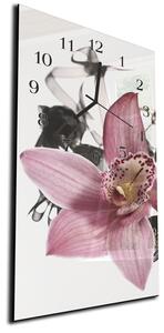 Nástenné hodiny 30x60cm kvet ružové orchidey - plexi