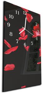 Nástenné hodiny 30x60cm červené okvetné lístky - plexi