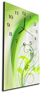 Nástenné hodiny 30x60cm abstraktný zelený list trávy - plexi