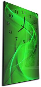 Nástenné hodiny 30x60cm sýto zelený abstrakt - plexi