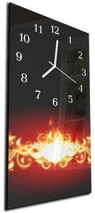 Nástenné hodiny 30x60cm abstraktný oheň čierny podklad - plexi