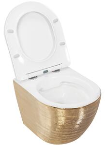 Rea – závesná WC misa Carlo Flat Brush - zlatá/biela