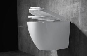 Rea - Závesná WC misa Carlo Mini Basic Rimless - ABS - biela