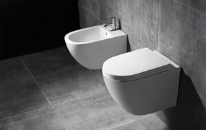 Rea - Závesná WC misa Carlo Mini Basic Rimless - ABS - biela