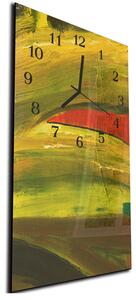 Nástenné hodiny 30x60cm maľovaná zlatožltá abstrakcia - plexi
