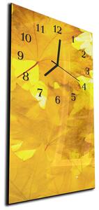 Nástenné hodiny 30x60cm detail žlté javorové lístie - plexi