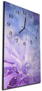 Nástenné hodiny 30x60cm abstraktné detail fialového kvetu - plexi