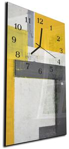 Nástenné hodiny 30x60cm žlto šedé abstraktné tvary - plexi