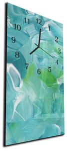 Nástenné hodiny 30x60cm maľovaný tyrkysový melír - plexi