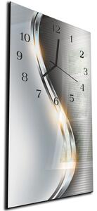 Nástenné hodiny 30x60cm šedá metalová abstraktná vlna - plexi