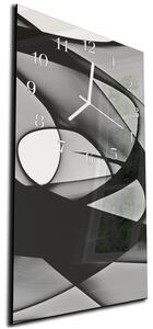 Nástenné hodiny 30x60cm čierno biela umelecká abstrakcia - plexi