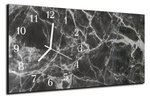 Nástenné hodiny 30x60cm abstraktný čierny mramor - plexi