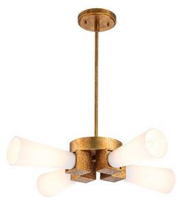 Elstead KRISTY-4P-DG-OPAL - Luster na tyči KRISTY 4xE27/40W/230V medený