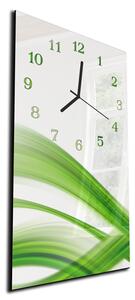 Nástenné hodiny 30x60cm zelená abstraktná vlna - plexi