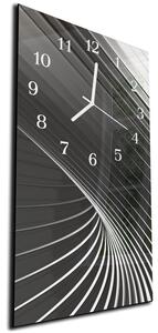Nástenné hodiny 30x60cm čierne biely abstrakt - plexi