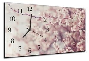 Nástenné hodiny 30x60cm - jarné čerešňové kvety - plexi