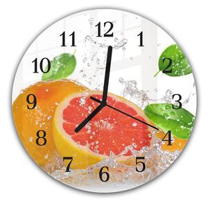 Nástenné hodiny okrúhle pr.30cm ovocie citrus vo vode - plexi