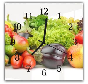 Nástenné hodiny 30x30cm farebná čerstvá zelenina - plexi