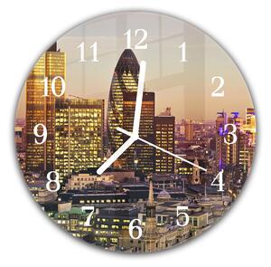 Nástenné hodiny okrúhle pr.30cm mesto Londýn v západu slnka - plexi