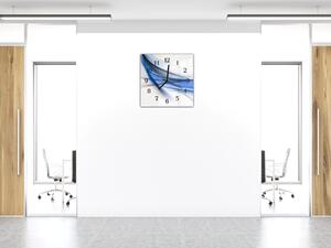 Nástenné hodiny 30x30cm modrá abstraktná vlna na bielom pozadí - plexi